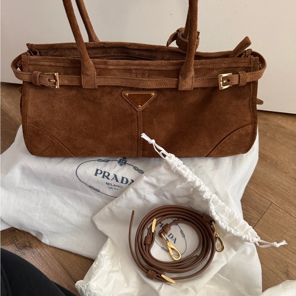 Prada Tan Suede Shoulder Bag - Picture 6 of 6